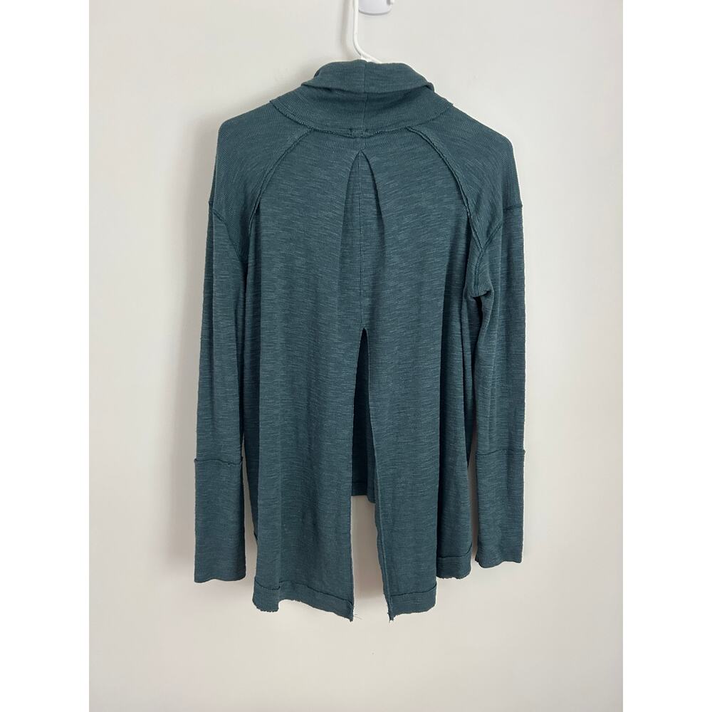 Free People Split Back Turtleneck Top - Blue Small - Picture 9 of 12